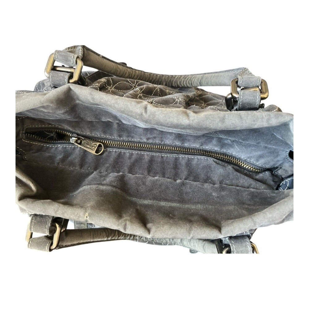 Fox Racing Suede Purse Handbag Shoulder Logo Gray 14 x 12 x 5-1/2" READ - Picture 5 of 10
